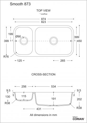 כיור מטבח דגם סמות' 873